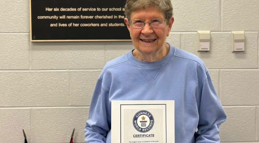 Teacher Sets World Record After 61 Years At The Same School